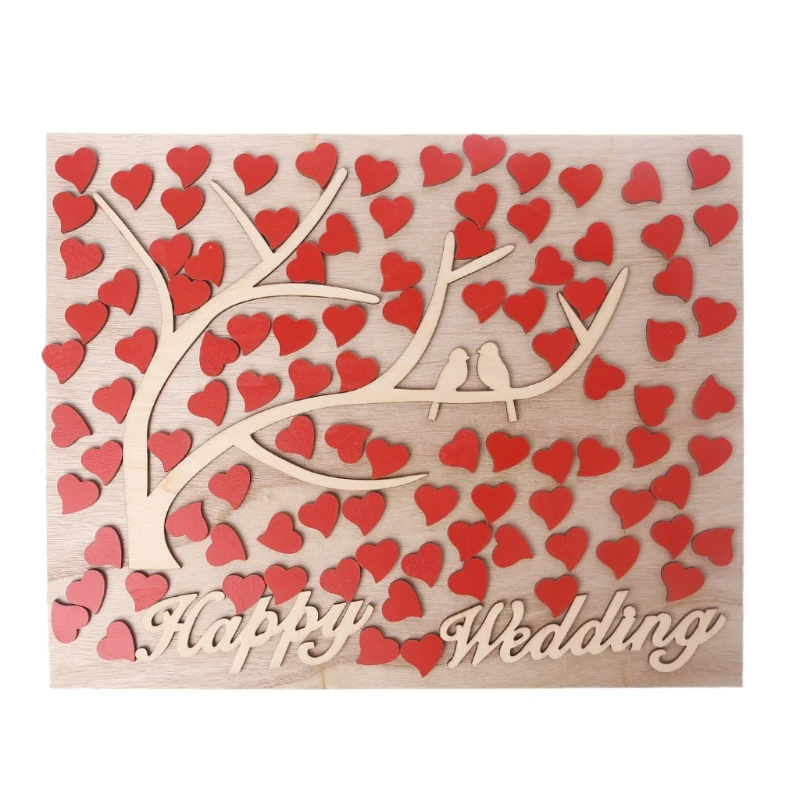 

Personalised Heart Shaped Wooden Wedding Guestbook Hanging Decor Message Board