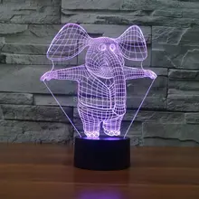 Слон подарок для детей, 7 цветов Изменение Спальня Рождество Usb 3d светодиодный Ночной светильник мебель настольная лампа прикроватный