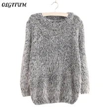 Mohair Pullover 2017 Autumn Winter Women s o Neck Sweater Women Hedging Loose Pullover Casual Sweater