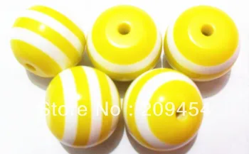 

20mm 100pcs/lot Yellow Striped Beads,Resin Beads ! ,chunky resin beads for jewelry making