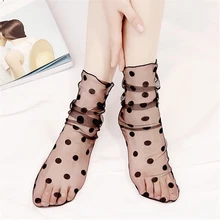 Кружевные носки, женские сексуальные винтажные кавайные носки по щиколотку для девочек, прозрачные носки, прозрачные тонкие черные сетчатые носки