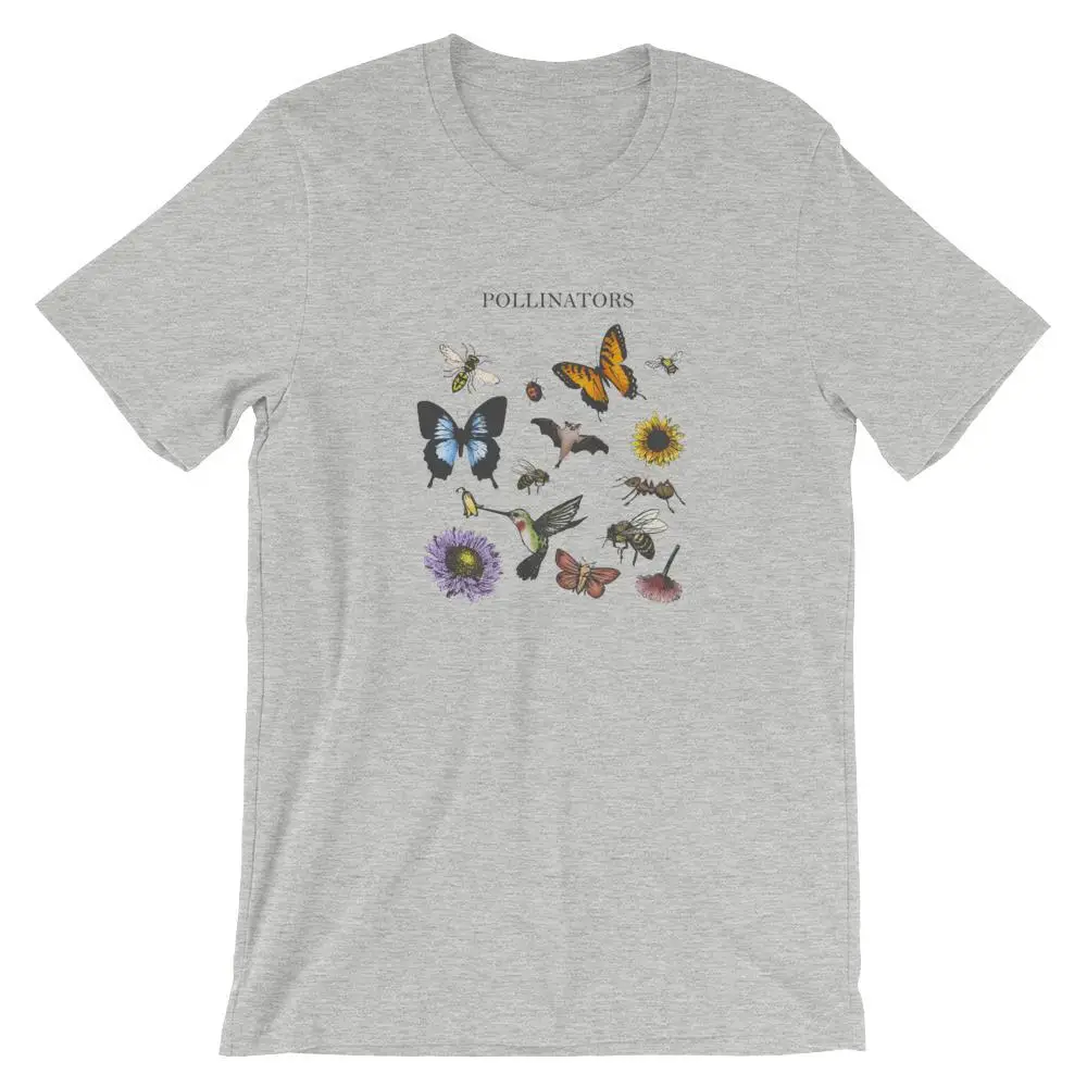 Gray-black txt Pollinaters Футболка женская Защита окружающей среды гранж tumblr Мода camisetas эстетический Графический унисекс хлопок Повседневная футболка Топ - Цвет: Gray-black txt