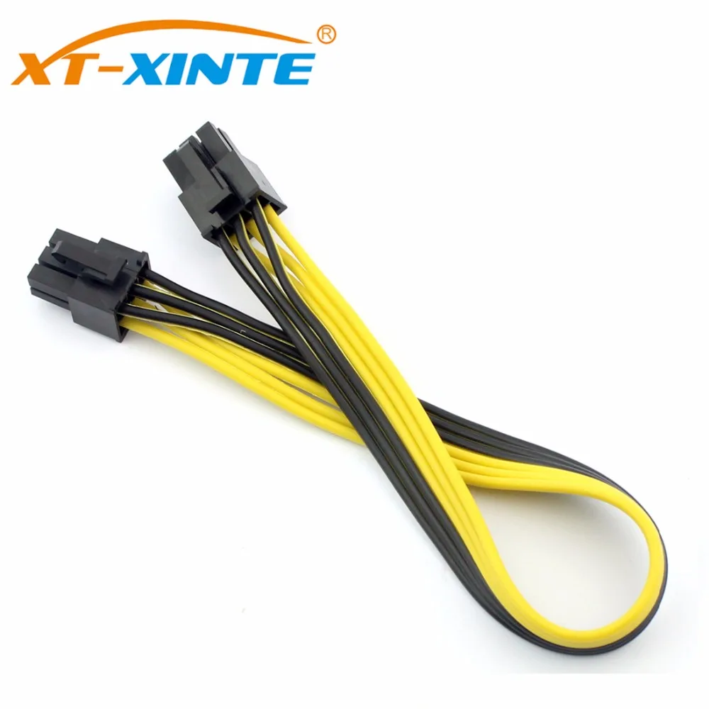 Dual 6Pin Power Supply Cable Adapter PCIe PCI-Express Extension Cable 6Pin Male to Male Cables 18AWG Line for BTC Mining Miner