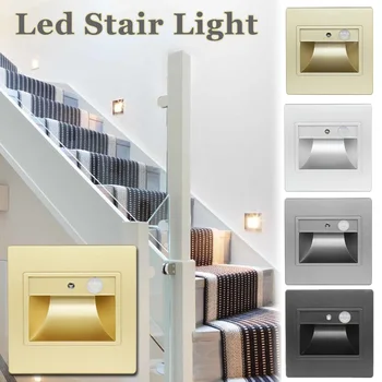 

PIR Motion Sensor Led Stair Light Infrared Human Body Induction Wall Lamp Recessed in Step Ladder Wall Sconce Lighting Indoor