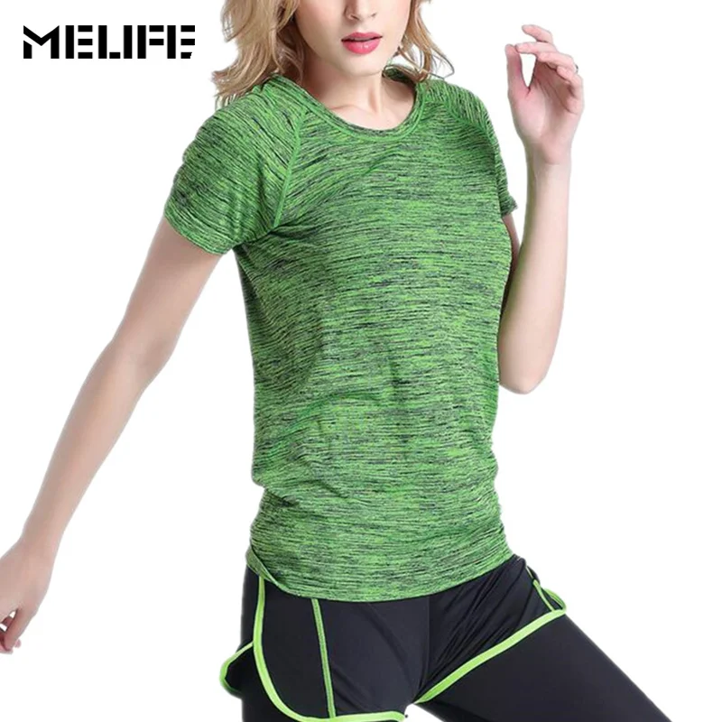 

MELIFE Women Sports Yoga T Shirt Tops Quick Dry Professional Fitness Running Jogging Gym Sweat Breathable Exercises Short Sleeve