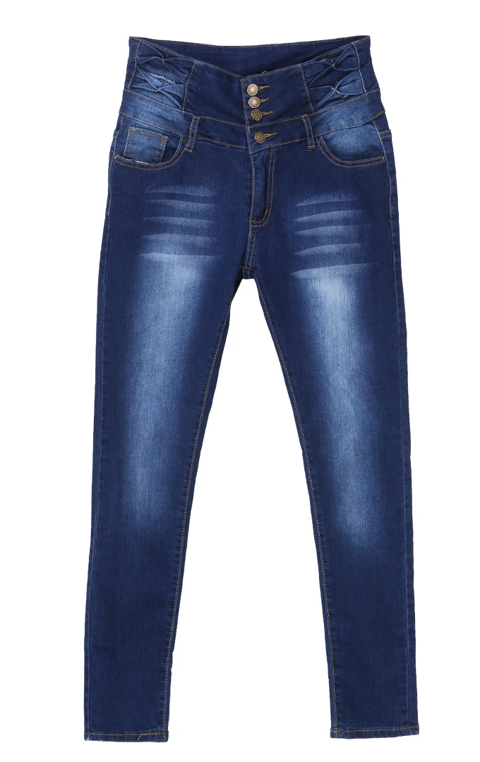 Для женщин джинсовые узкие брюки Высокая талия стрейч синие длинные джинсы тонкий карандаш брюк лето-осень - Цвет: Dark Blue