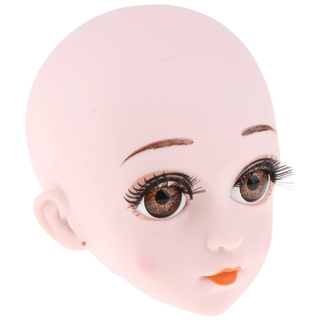 Plastic Female Doll Head Sculpt with Eyes for 1/3 BJD OB Doll Custom Accs Practise Make Up Dolls Head Body Part for Girl Doll