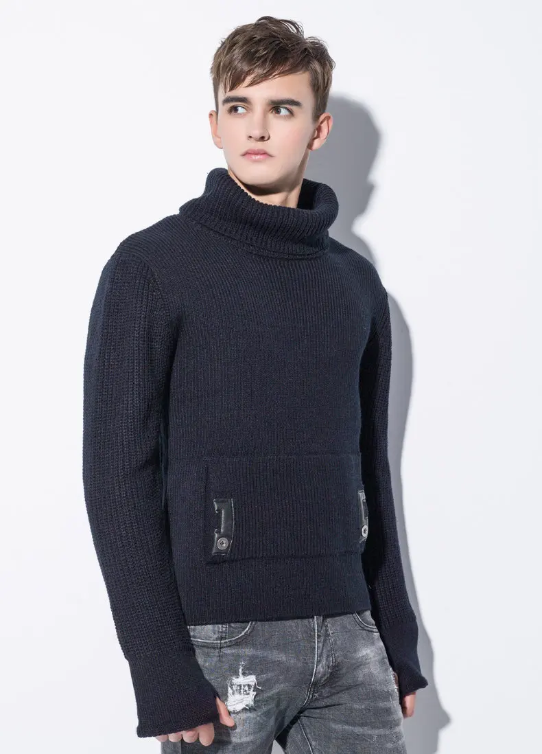 Men Pullover Sweaters Warm Thick knitted Sweater Men Autumn Winter Male Pullover Jumper Brand Clothing Black Dark Gray Muls 2017-13