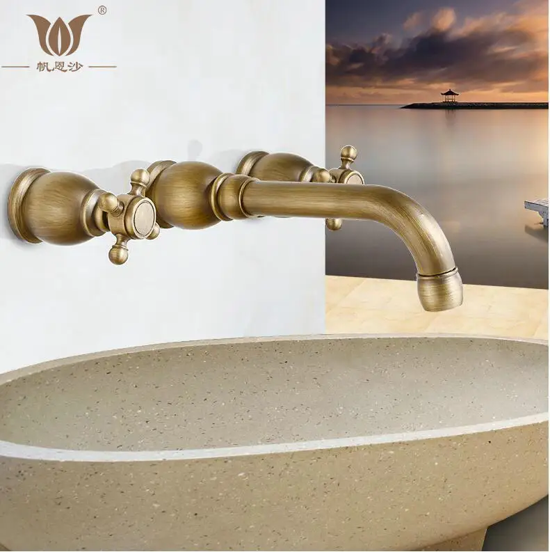 Acabado antiguo bronce generalizada baño grifo del fregadero de montaje