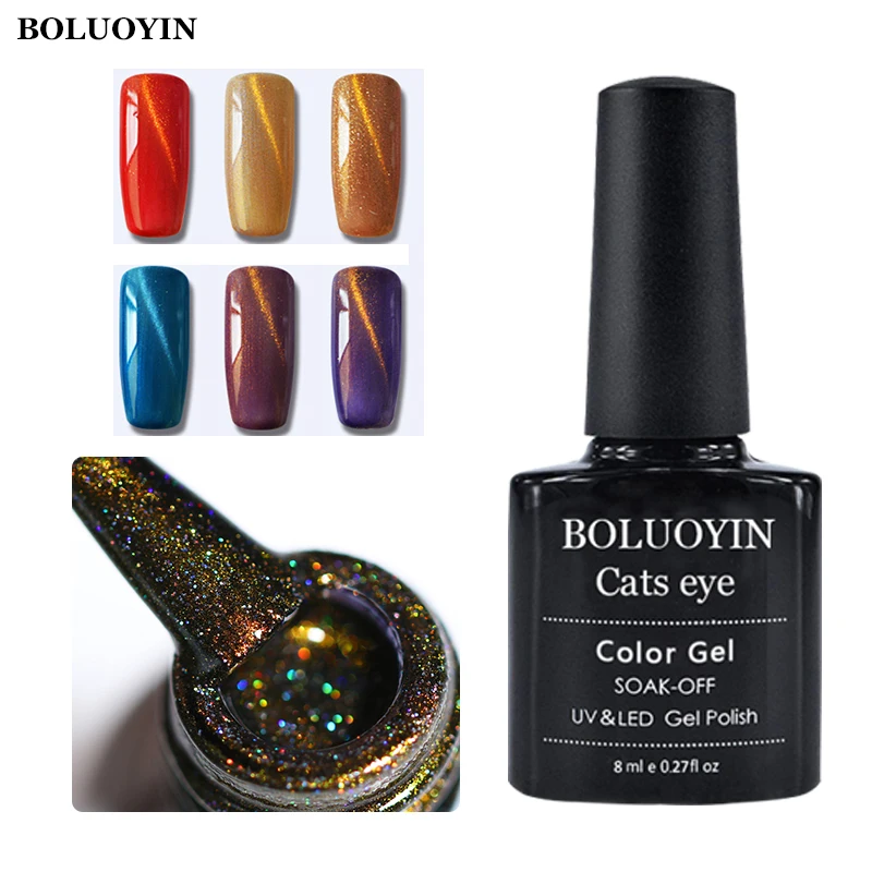 

BOLUOYIN 8ML Cat Eye Gel Nail Polish Not Moving Cat Eye Line Semi Permanent Magnetic Nail Gel Varnish Lacquer Soak off Nail Gel
