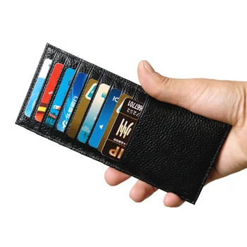 

Large Capacity Men Credit Card Holder Thin Genuine Leather Male Business Cards Pack Sleeve Cowhide Long Bus Card Cover Case