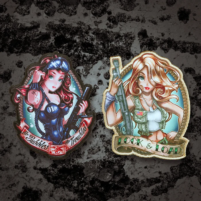 

Sexy Curls Female Soldier Series Seal Army Soldier Patch Super Exquisite Magic Velcro Morale Chapter For Clothes DIY Patches