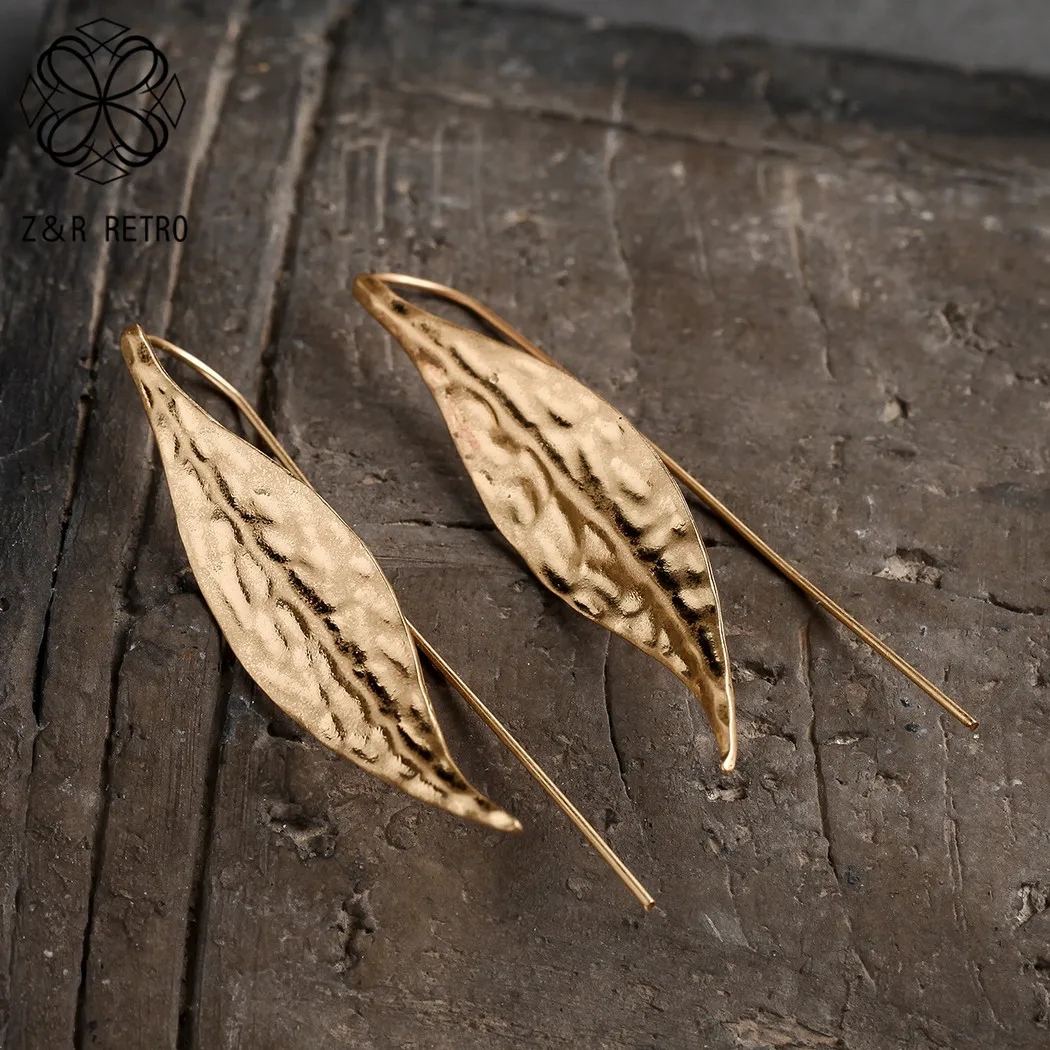 Серьги-гвоздики в виде золотых листьев для женщин, ювелирное изделие, геометрический металл, мода, опт, серьги с растениями, серьги в виде подвески, brincos, стильный подарок