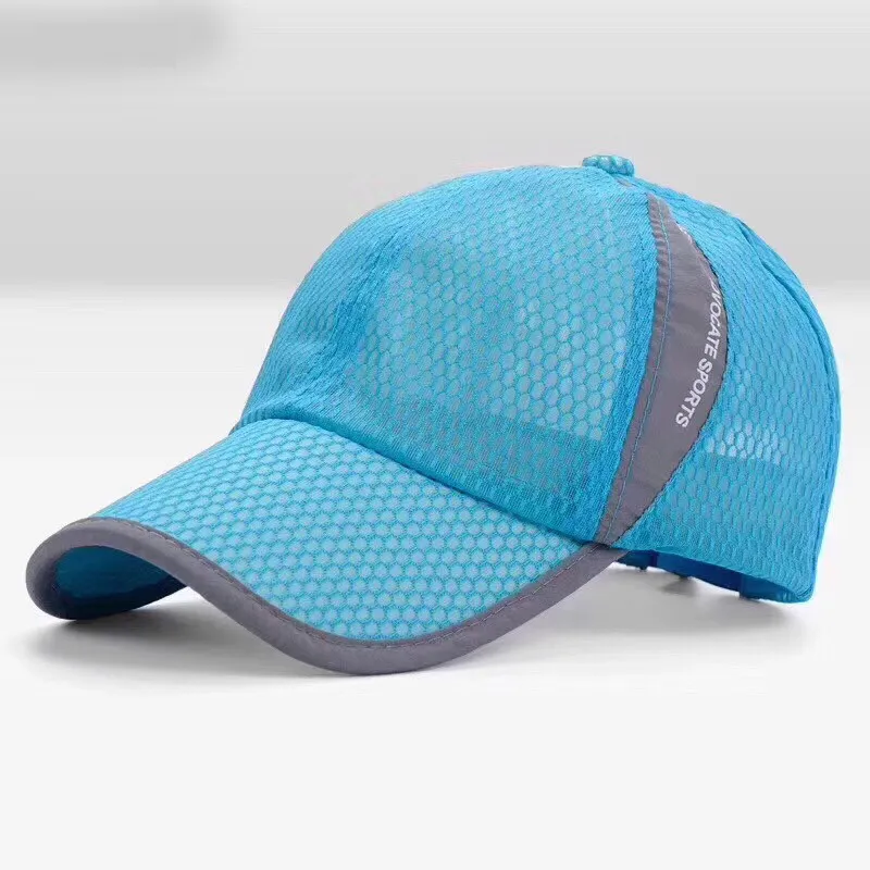 Летние сетчатые солнцезащитные шапки унисекс для мужчин и женщин, крутая дышащая сетчатая бейсболка, модные быстросохнущие повседневные Шапки для упражнений - Цвет: Небесно-голубой