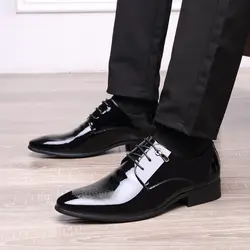 Элитный бренд кожа краткий Для мужчин платье Бизнес обувь повседневные туфли-оксфорды Модные дышащие торжественные Свадебные вечерние