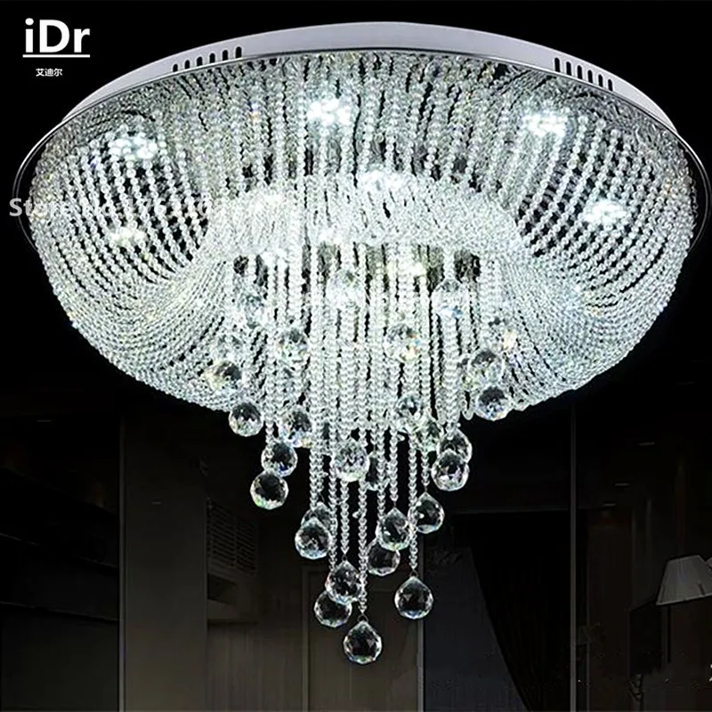 

Stylish circular living room Chandeliers modern minimalist fashion led crystal lamp bedroom lighting restaurant iDr-0105