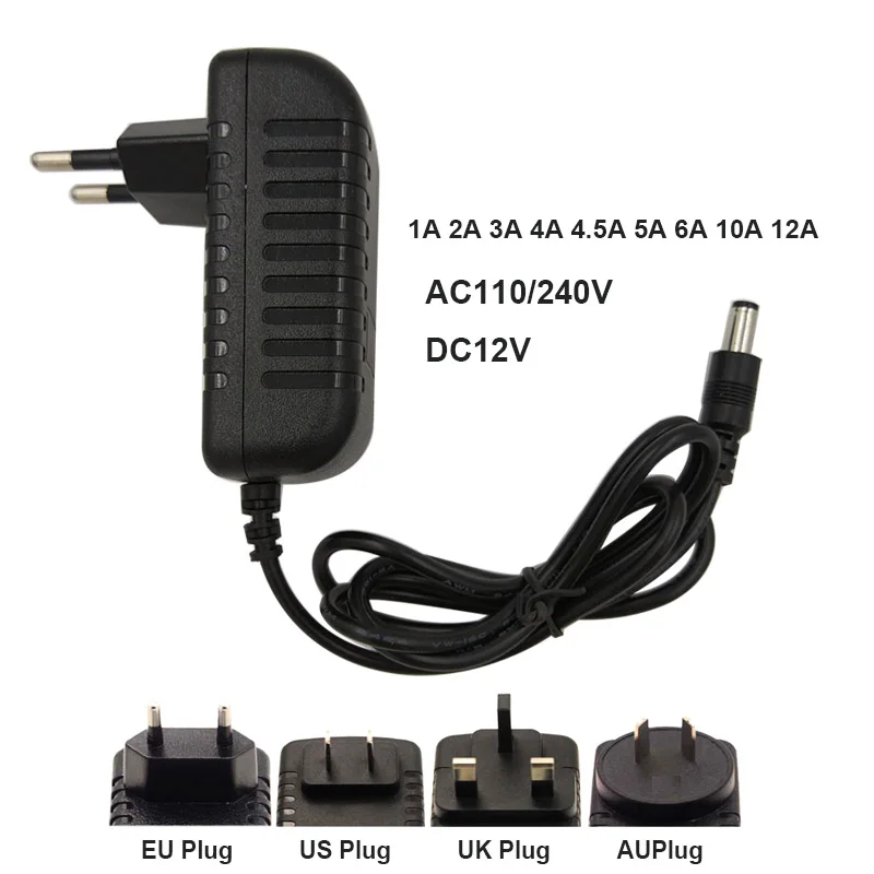 Адаптер DC12V 1A 2A 3A 6A 10A 12A адаптера переменного тока 220 В до 12 В Зарядное устройство подачи универсальный импульсный источник для Светодиодный светильник полоски адаптер питания