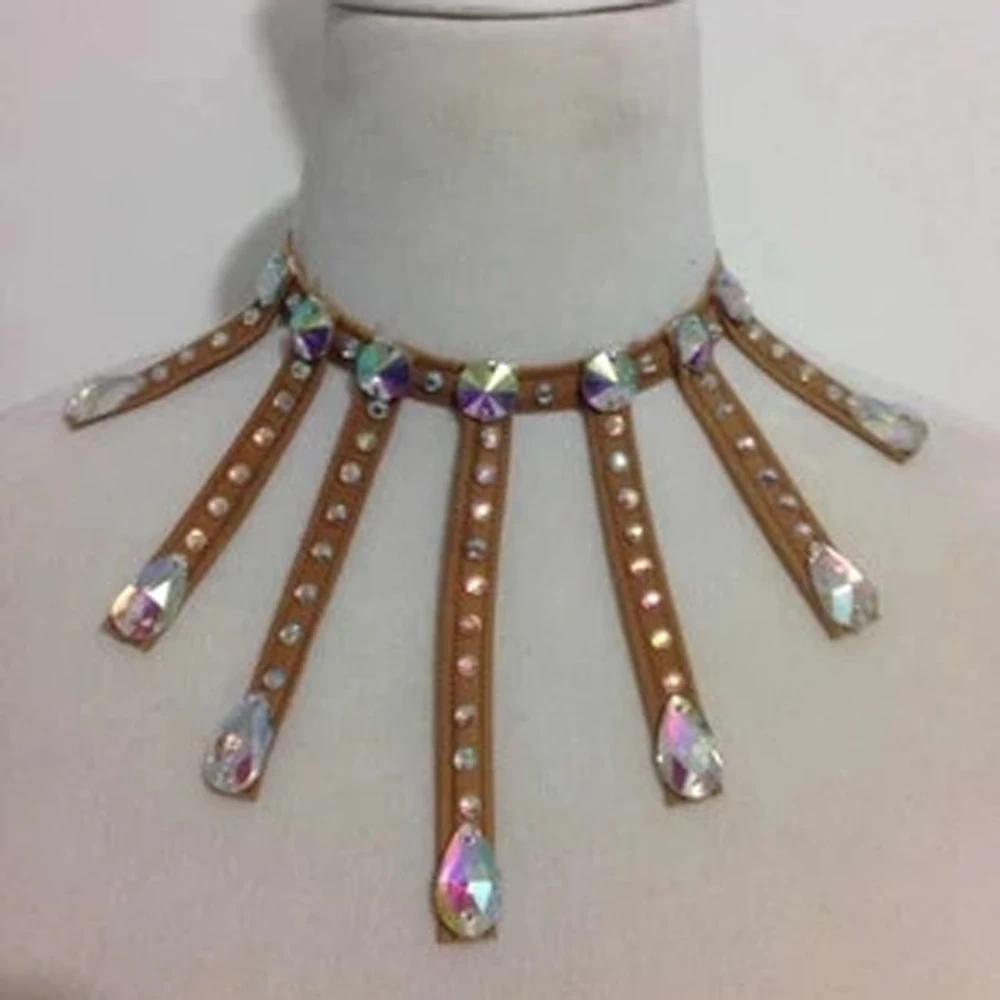 New Latin Dance Style Accessories Gems Necklace For Women Drill Latin