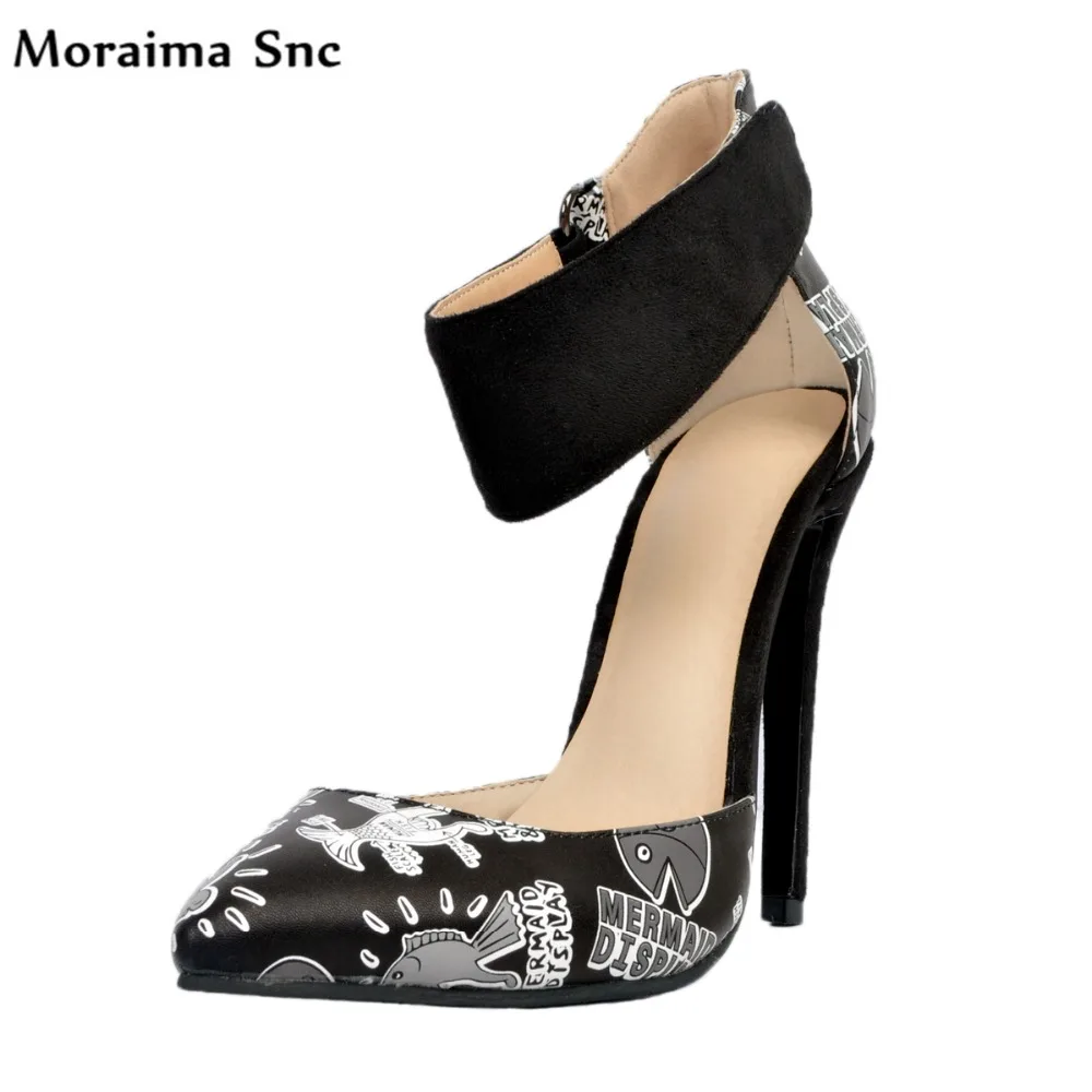 

Moraima Snc Spring Autumn high quality sexy pointed toe Ankle strap Loop woman pumps stiletto heels dress shoes