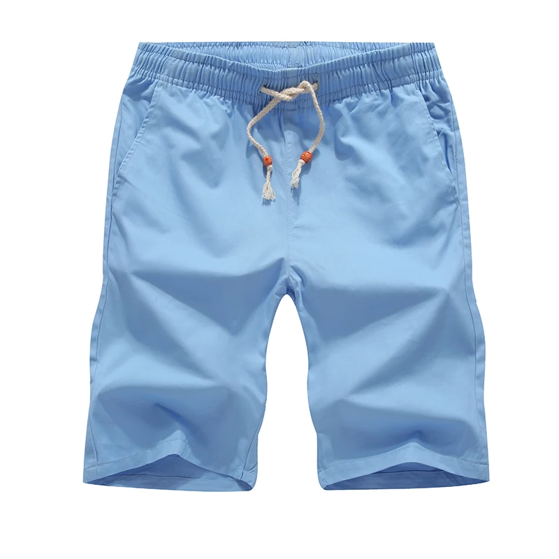 Хит, летние мужские одноцветные шорты, Классические хлопковые брендовые знаменитые шорты, мужские повседневные пляжные шорты размера плюс 5XL, высокое качество 08 - Цвет: Небесно-голубой