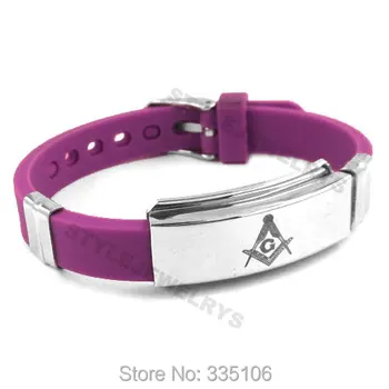 

Free shipping! Mix 5 Colors Masonic Bracelet Stainless Steel Jewelry Classic Rubber Motor Bracelet SJB0212A