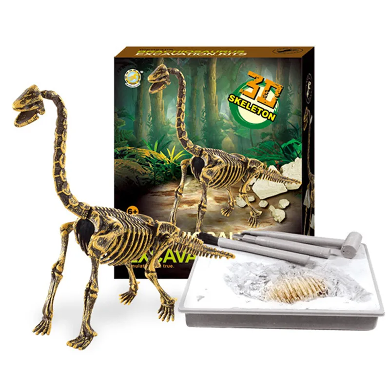 3D Динозавр Fossil Bones Science Kit выкопать динозавра и собрать Т-Рекс 3D Скелет древних животных модель раскопок - Цвет: Красный