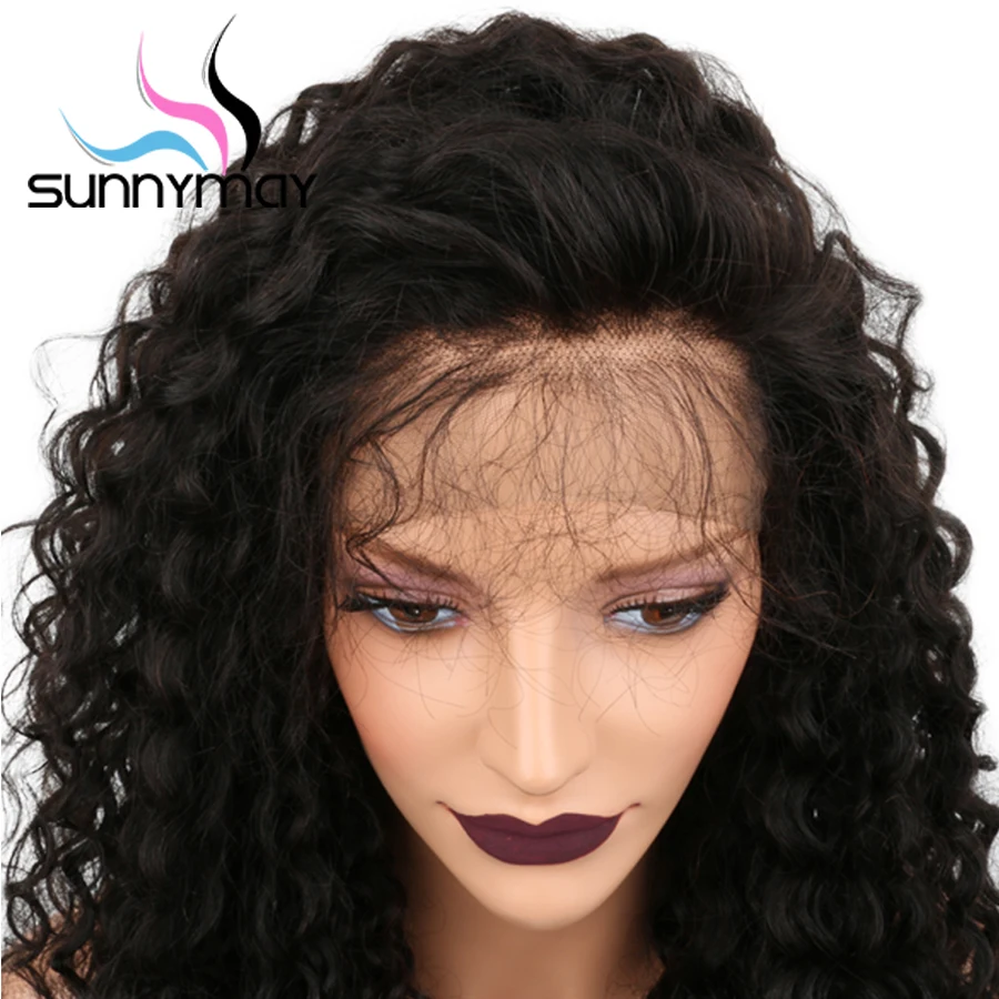 Sunnymay 13х4 кудрявые человеческие волосы на кружеве, парики 150%, бразильские волосы Remy, предварительно выщипанные с детскими волосами, парики на кружеве, парики без клея