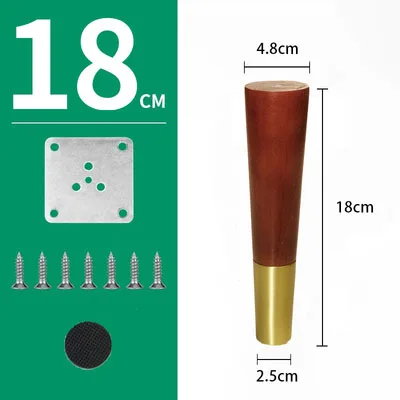 4 шт./лот деревянные ножки ТВ шкаф поддержка дивана ножки аксессуары для мебели латунные чашки твердые деревянные ножки - Цвет: Красный