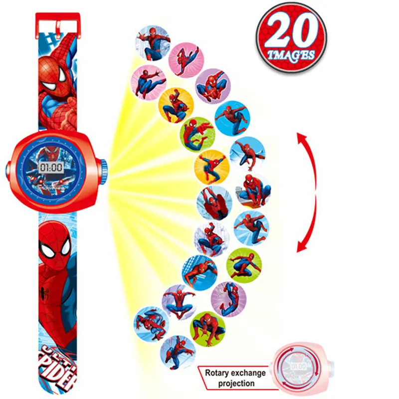 Детские часы Человек-паук могут Проекционные Игрушки для мальчиков и девочек детские часы