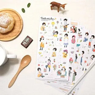 

6 sheets/1lot Kawaii Planner Stickers cartoon Heeda Girls Scrapbooking Sticker Transparent diary deco sticky notes/ notepad note