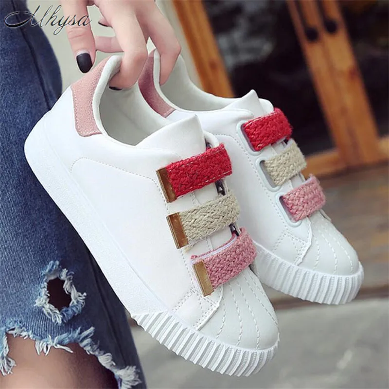 

Mhysa 2019 Spring Fashion Wild Women's Vulcanize Shoes Hook & Loop Shoes White Sneakers Comfortable Women casual shoes T197