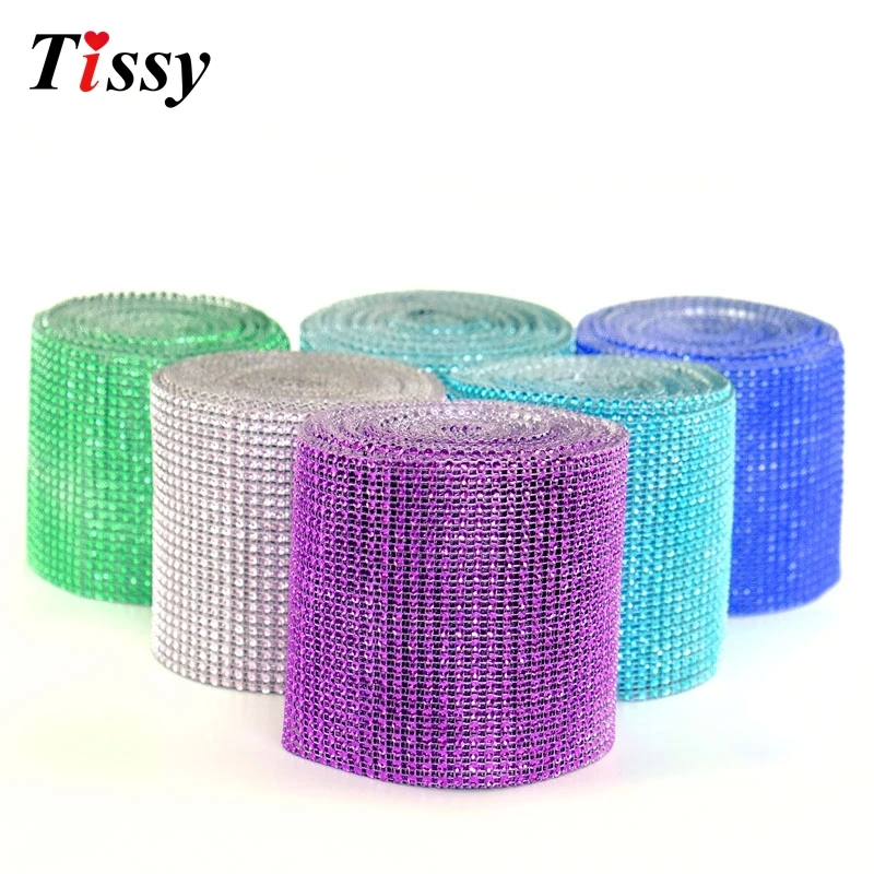 

Hot!1Yard 20Colors Mesh Trim Bling Diamond Wrap Roll Tulle&Crystal Ribbons For DIY Party Wedding Decoration Event Party Supplies
