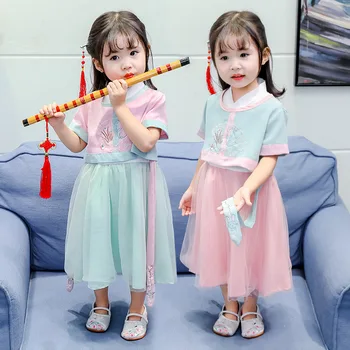 

2019 Girls Hanfu Princess Dress Ancient Chinese Costume Children Folk Dance Wear Performance Costume Tang Dynasty Dress DQS1930