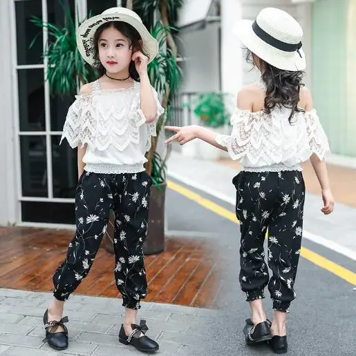 Girls Set Clothes Kids Fashion Top Pant Two Piece Children Summer Suit ...