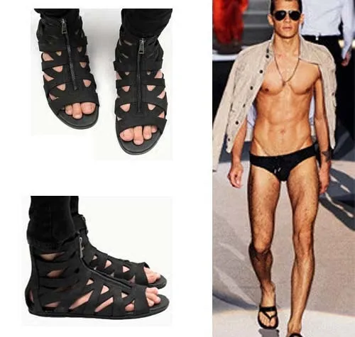 

2017 New Design Large Size Gladiator Front Zipper Fashion Rome Style Sandal Boots Men High Platform Men Shoes Summer Sandals