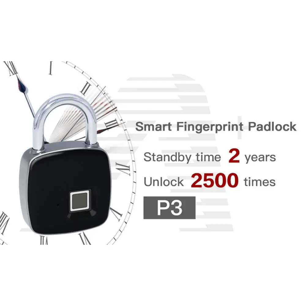 

Fingerprint Padlock IP65 Waterproof Keyless Anti-Theft Padlock Support USB Charging