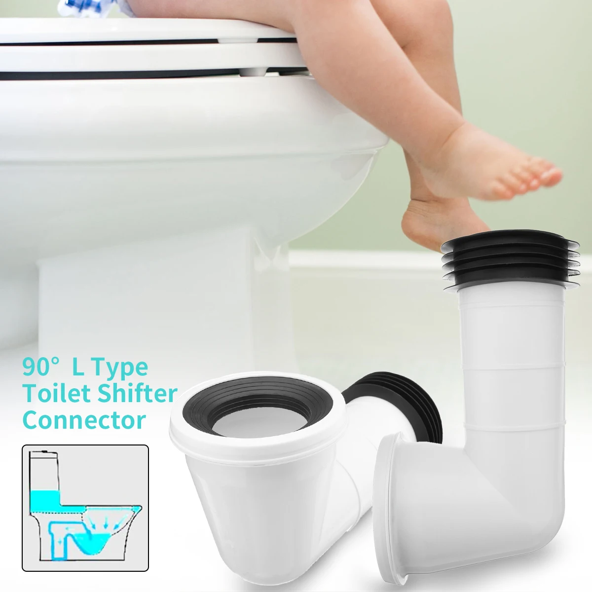 

Flexible Plumbing Hoses 90 Degree L Bent Toilet Displacement Device WC Waste Pan Connector Drain Pipe Kit