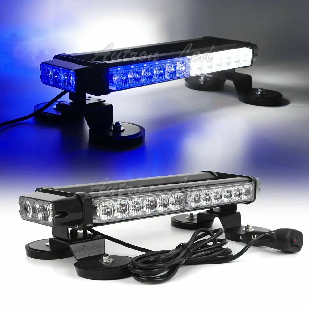 

16" 30W LED Blue White Beacon Roof Top Double Side Mini Security Strobe Lightbar