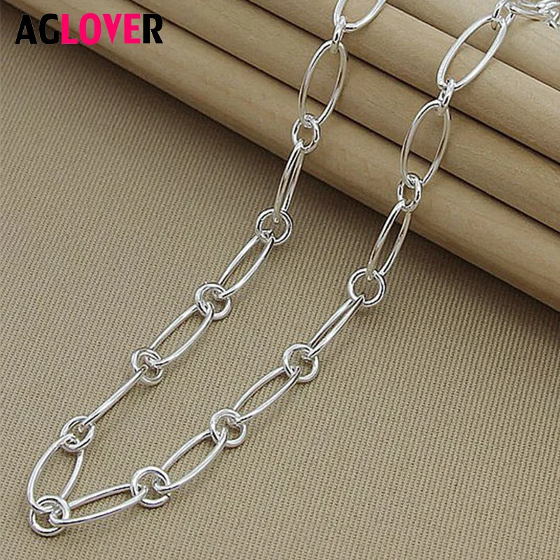 

45cm Simple Long Necklace 925 Sterling Silver Plated Chain Necklace Woman Girl Fashion Jewelry Couple Style Gift
