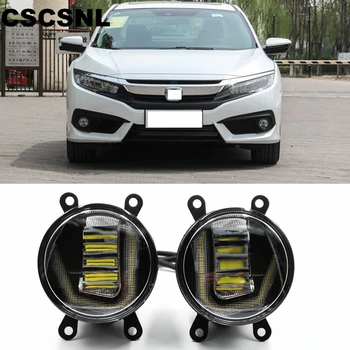 

3-IN-1 Functions Auto LED DRL Daytime Running Light Car Projector Fog Lamp with yellow signal For Honda Civic 2016 2017 2018
