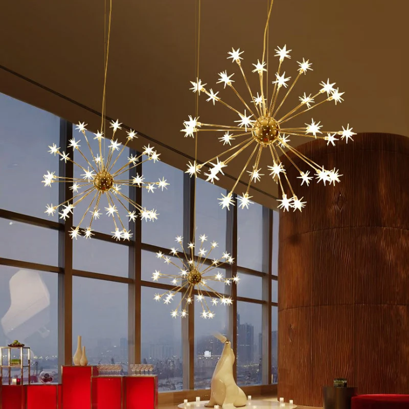 Светодиодный подвесной светильник со звездами, метеоритный душ, 32 фонаря, подвесной светильник диам. 60 см, арт-отель, Гостиная Кабинет