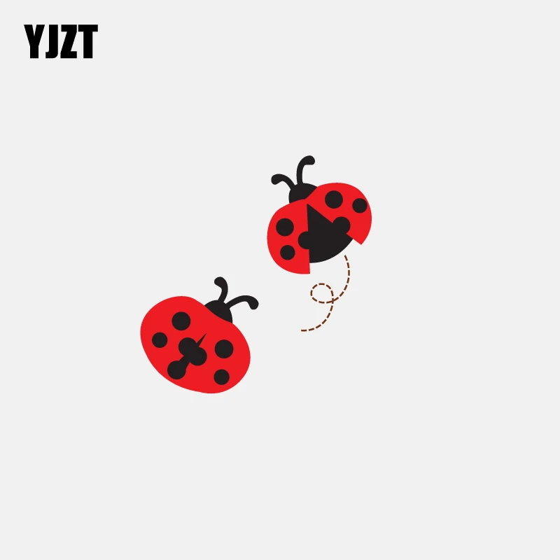 

YJZT 12.7CM*12.2CM Two Red Little Ladybugs Decal PVC Motorcycle Car Sticker 11-00829