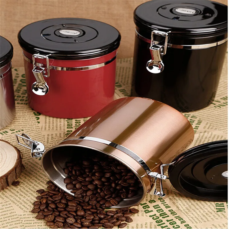 Kitchen Container Bo 4 Colors Metal Storage Food Bottles Sugar Kitchen Container Bo 4 Colors Metal Storage Food Bottles Sugar Tea Coffee Beans Canisters Snack Cans Tools With Exhaust Valve In Bins