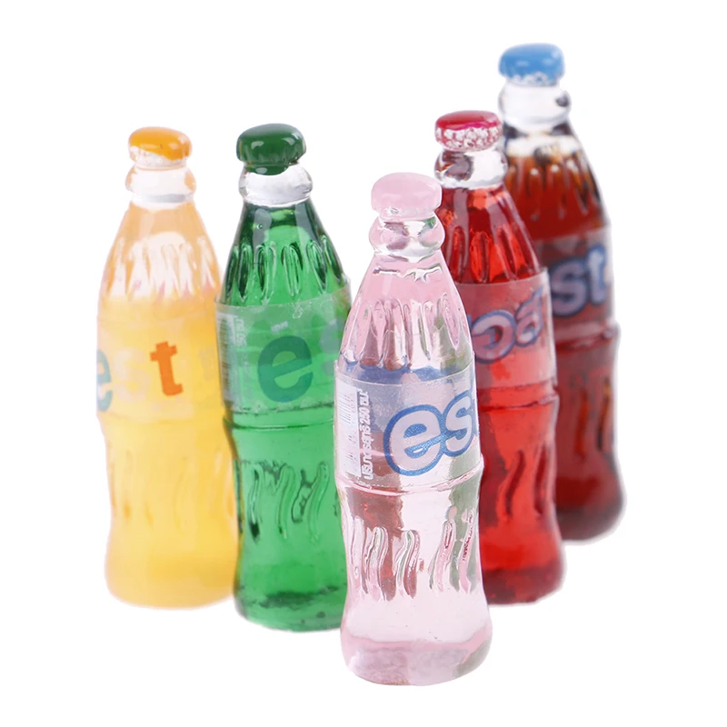 Изделия из смолы кухонные игрушки милая полимерная искусственная еда 3D Сода бутылка для напитков DIY 1:12 кукольный домик миниатюрное украшение 5 шт