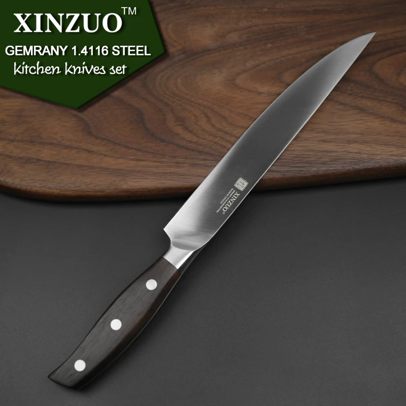  XINZUO Kitchen Tools 6 PCS Kitchen Knife Set of Utility Cleaver Chef Bread Knife High Carbon German - 32226353721
