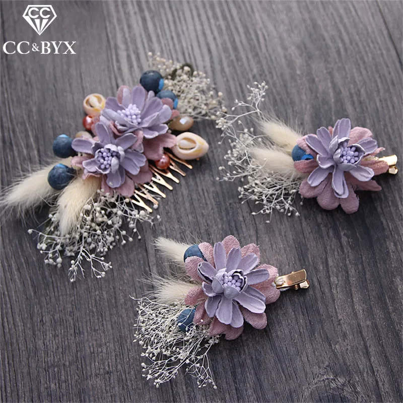 

CC Hair Comb Hairgrips 3Pcs Set Handmade Forest Style Flowers Sky Stars Fairy Wedding Decorations For Bridal Party Jewelry TS206