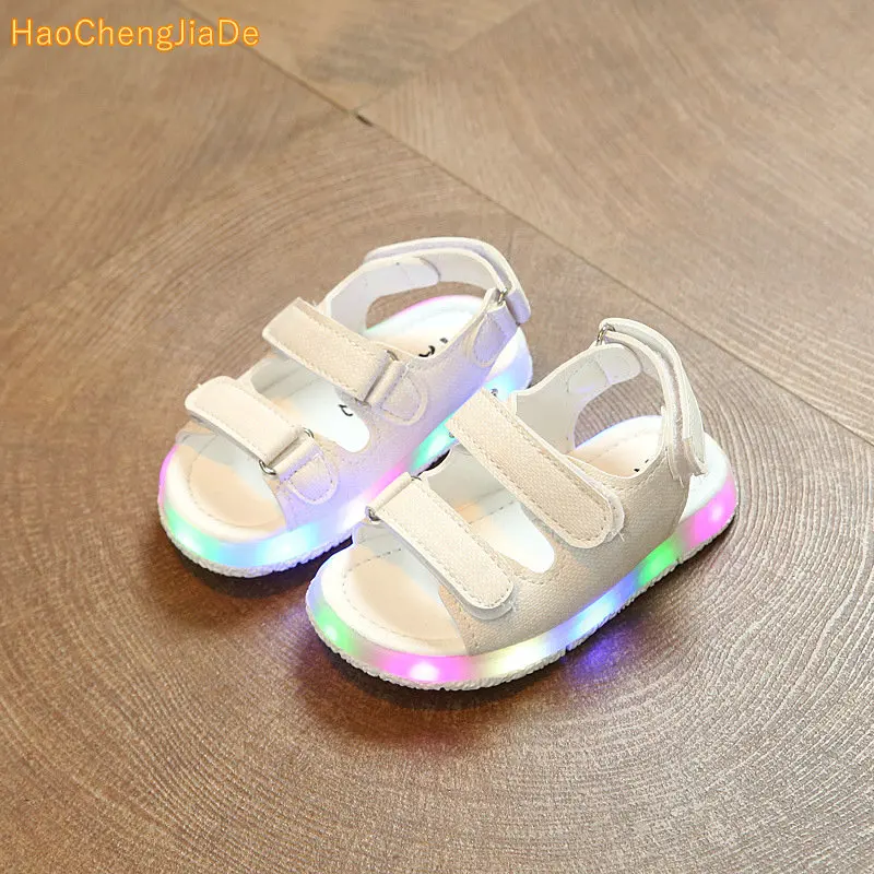 

boys girls sandals with LED light 2018 new kids shoes Summer children pu sport Beach shoes