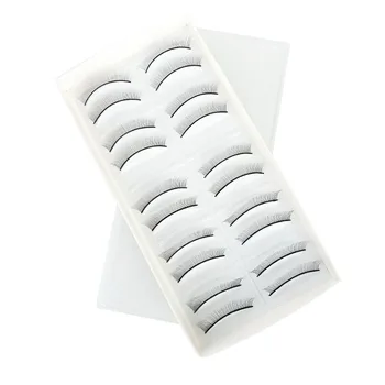 

10 Pairs Natural False Eyelas Supplies Teaching Extensions Beginner Professional Training Individual Strip Makeup Self Adhesive