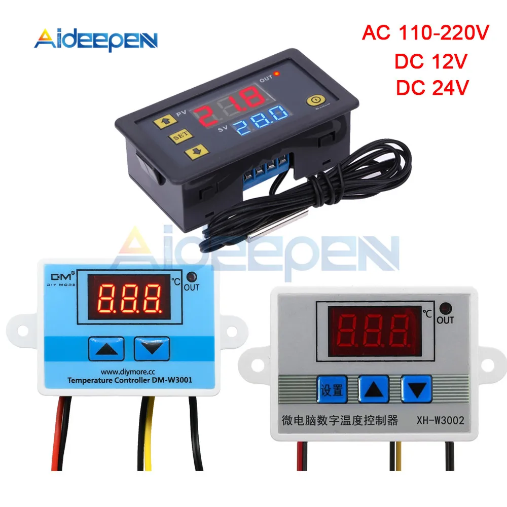 W3001 W3002 W3230 светодиодный цифровой термостат регулятор температуры AC 110V 220V DC12V 24V терморегулятор контроль охлаждения|Приборы для измерения температуры| | АлиЭкспресс