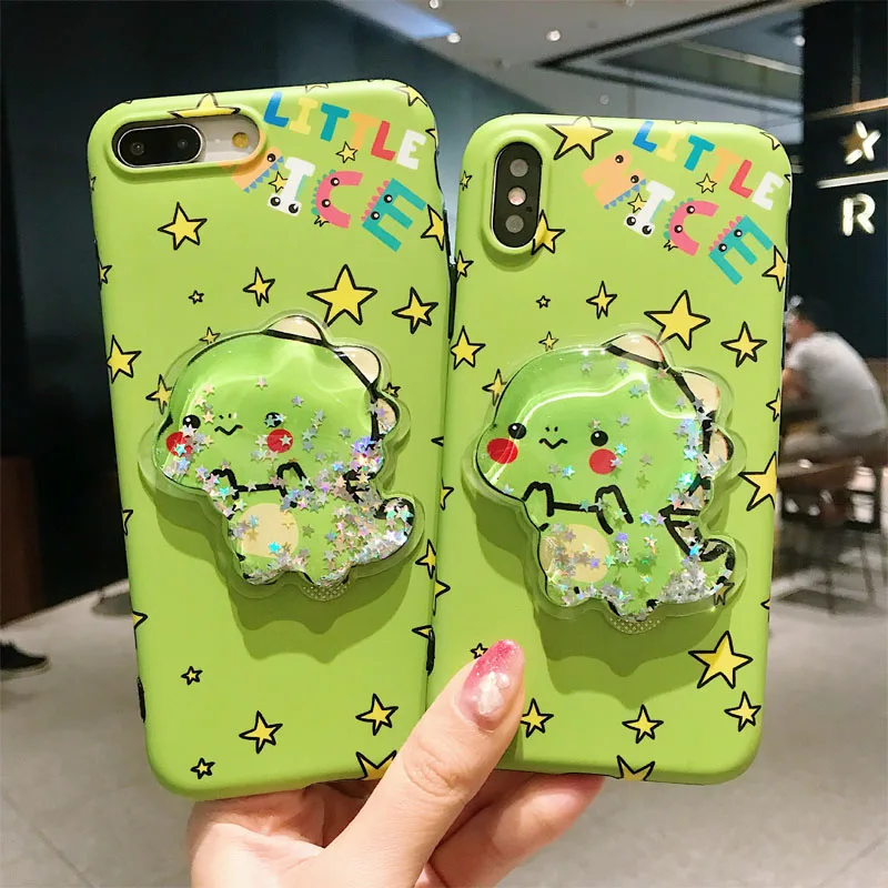 

Cute Star Dinosaur Decompression Water Bag For iPhone 6s 6 7 8 Plus Shpckproof Silicone For iPhone XS Max XR Soft TPU Case Cov